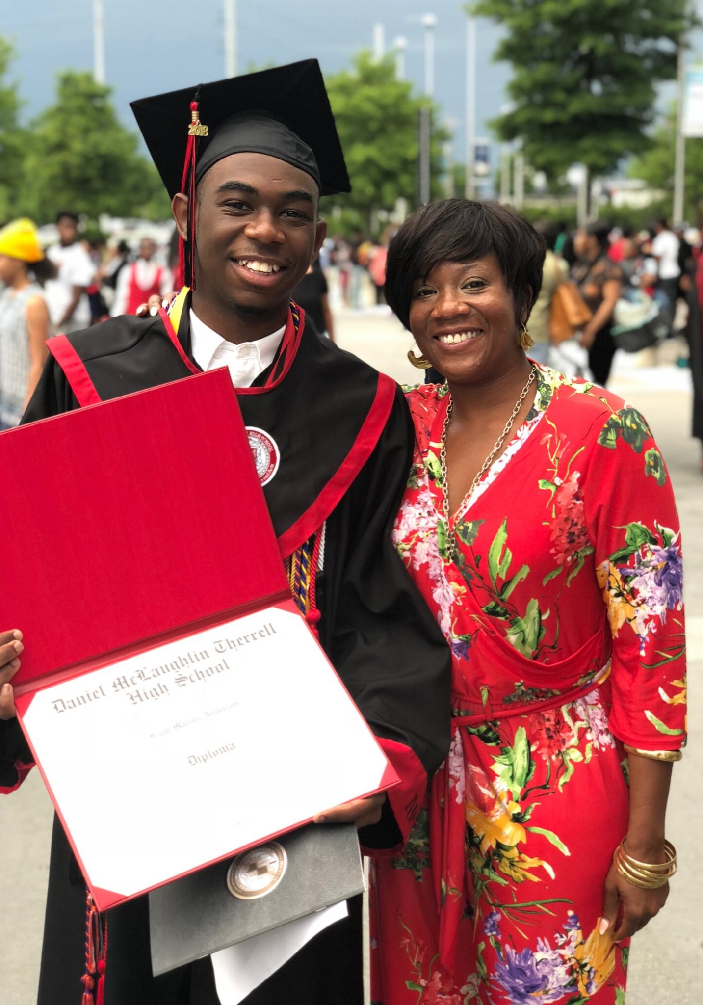 Student and mother attending a graduation